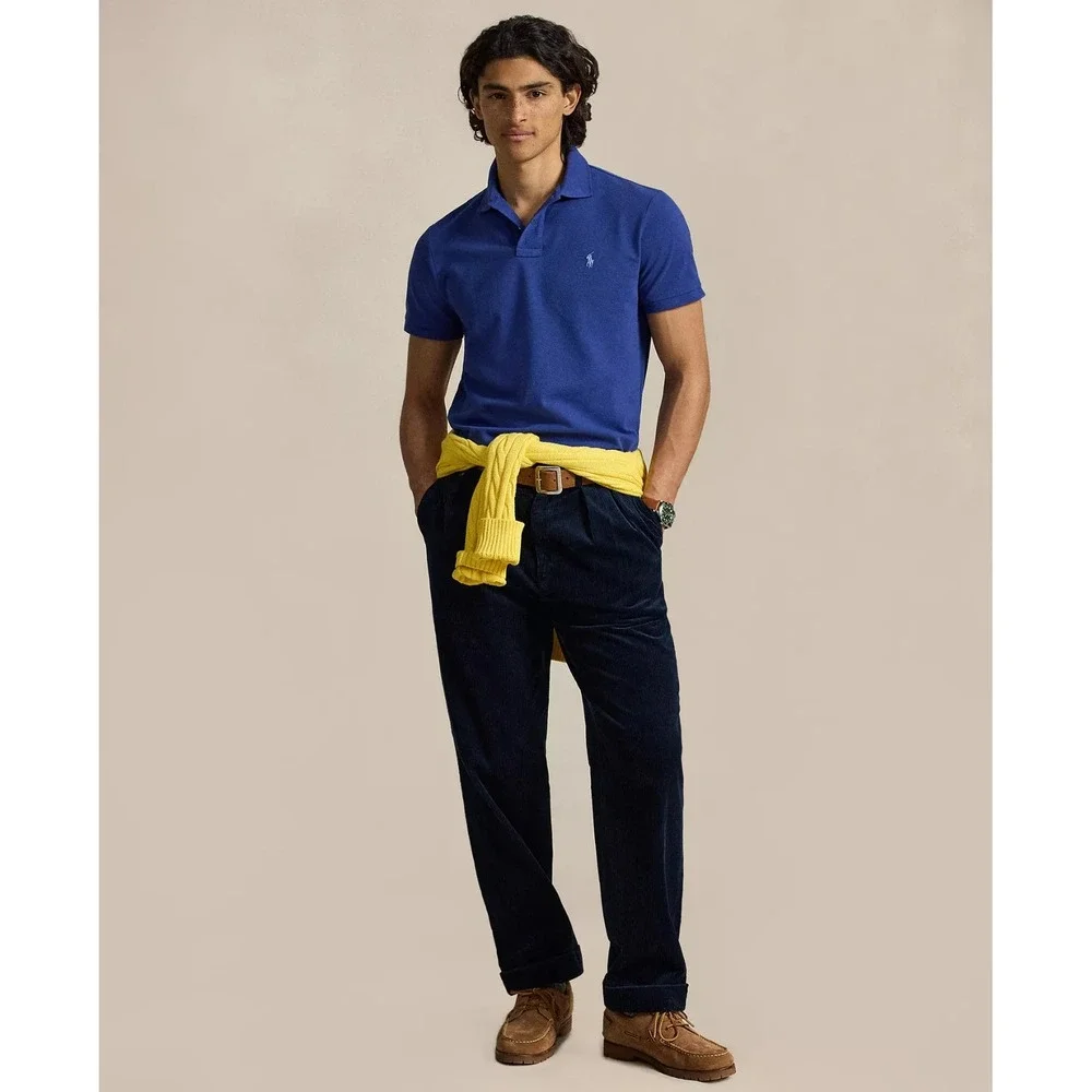 Polo Ralph Lauren Men's Cotton Custom Slim Fit Mesh Polo Shirt Blue Size Medium